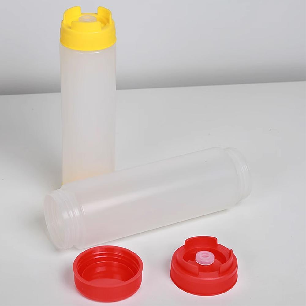 16oz Plastic Sauce Dispenser Bottles Large Capacity Double-ended Squeeze Bottles - Red