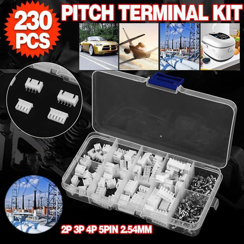 230PCS/Box XH 2.54 2p 3p 4p 5pin 2.54mm Pitch Terminal Kit JST Connector C3