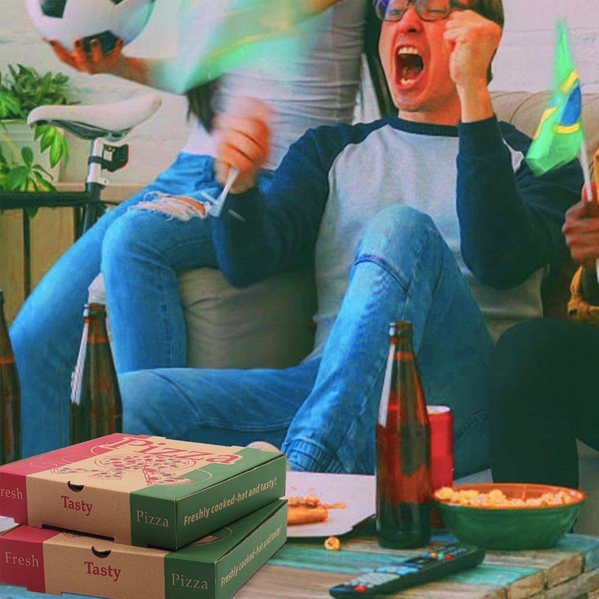 50pcs Pizza Packing Boxes Folding Box Durable Food Storage Containers Colourful - 11inch