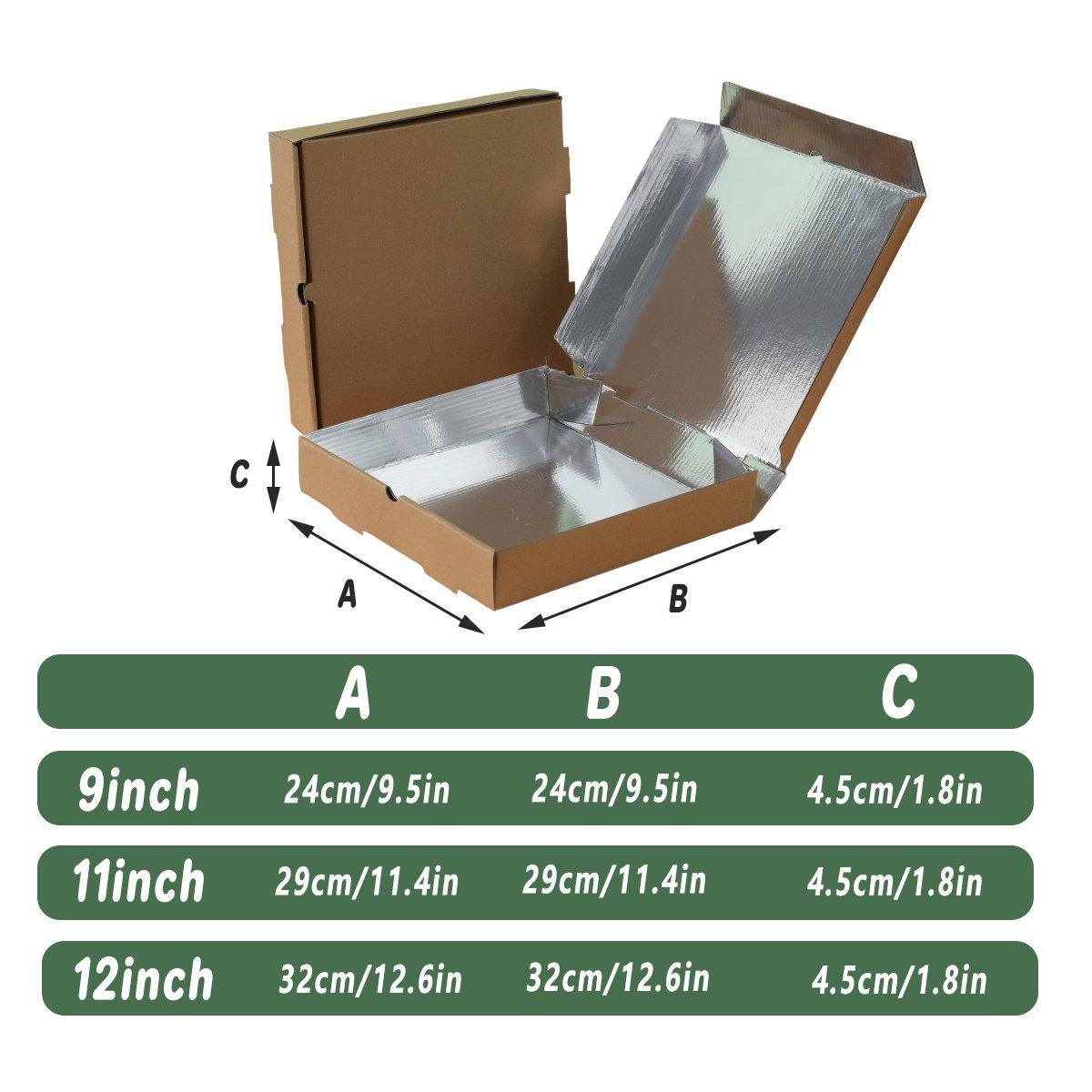 50pcs Aluminum Foil Pizza Packaging Paper Boxes Durable Food Storage Containers - 11inch