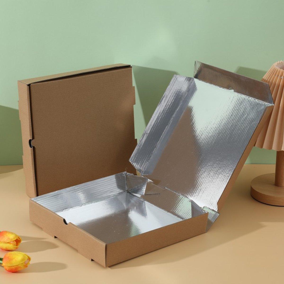 50pcs Aluminum Foil Pizza Packaging Paper Boxes Durable Food Storage Containers - 11inch