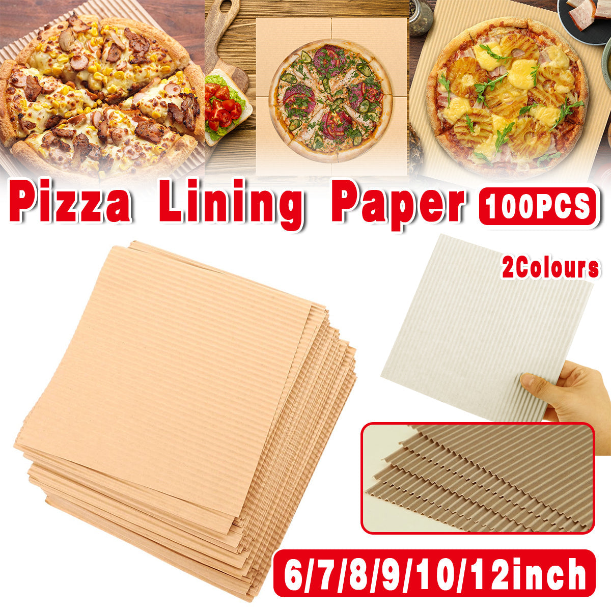 100PCS Pizza Box Pads Greaseproof Paper Food Liners Oil Resistant Pizza Mat - 10inch