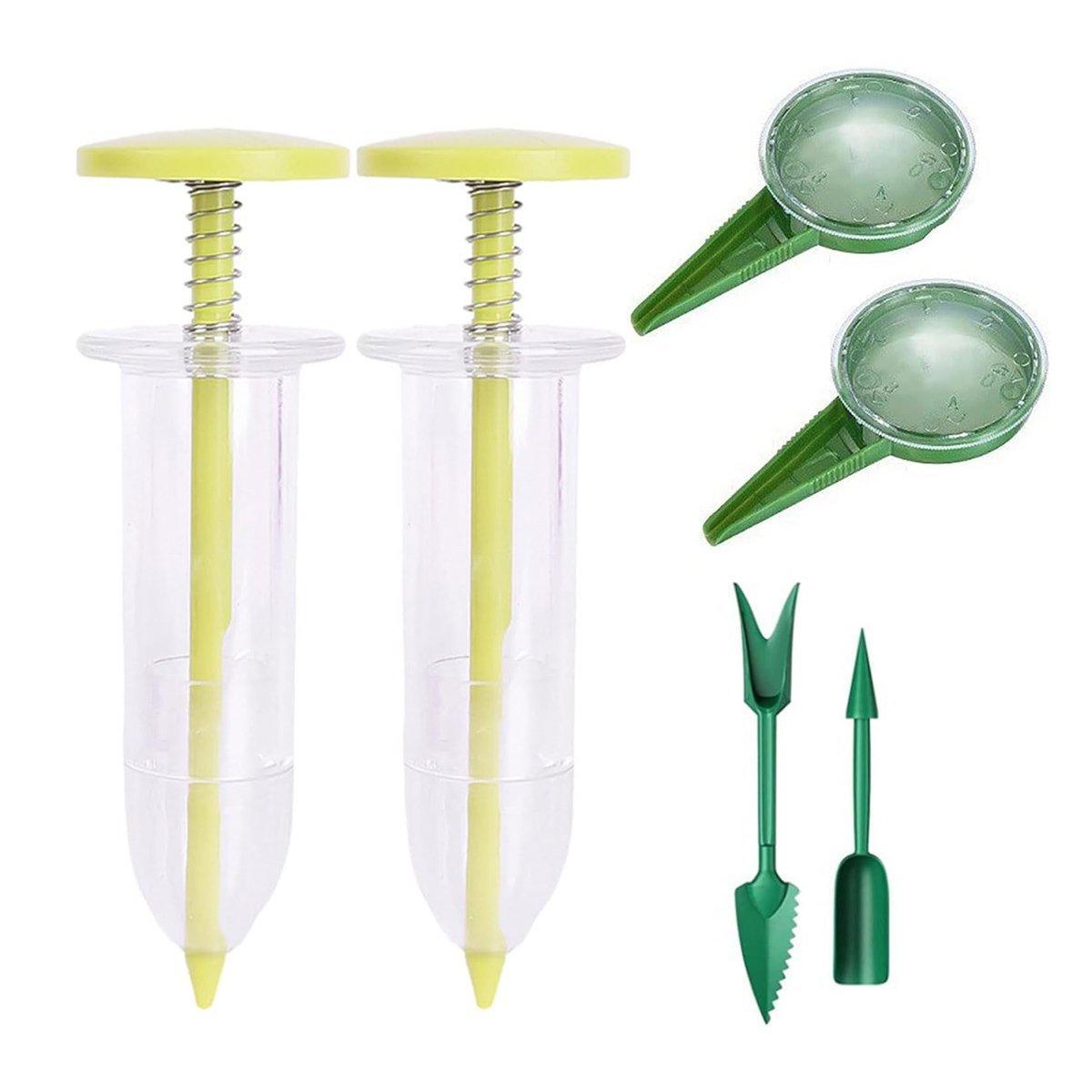 6PCS Garden Seeder Set Mini Seed Planting Tools Manual Seeder for Gardening - Yellow Green