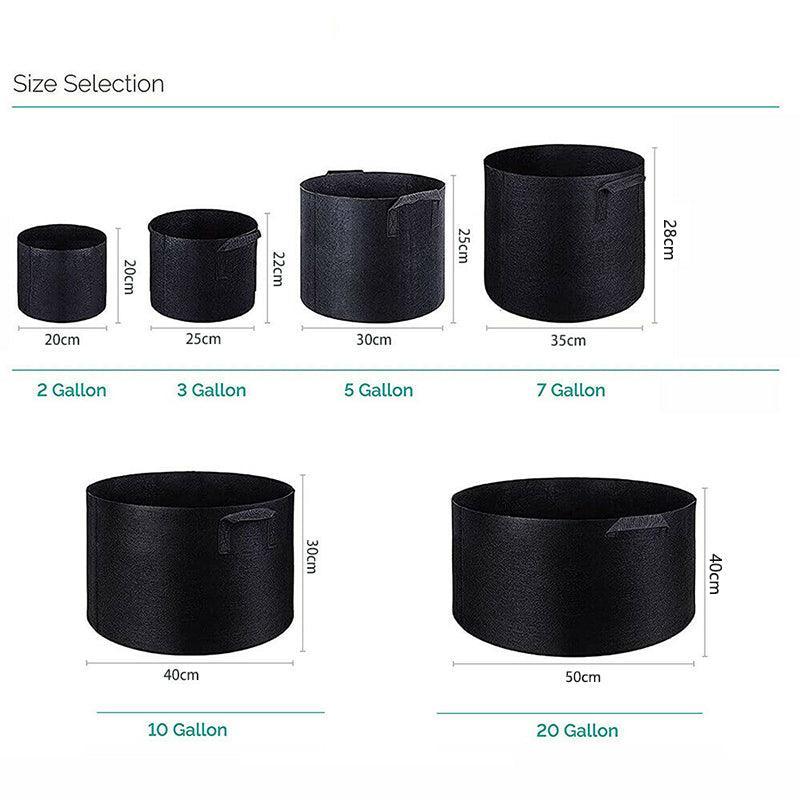 10 Pack Breathable Fabric Plant Grow Pots 2 to 20 Gallon Sizes - 20 Gallon-10PCS