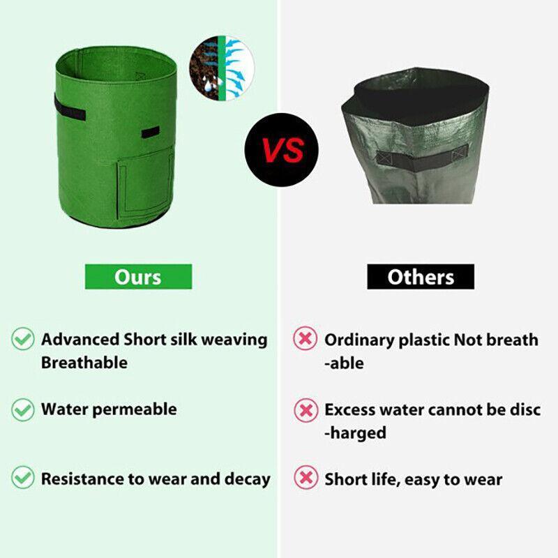 10 Gallon Potato Grow Planter Container Bag Pouch Root Plant Growing Pot Side Window - Black