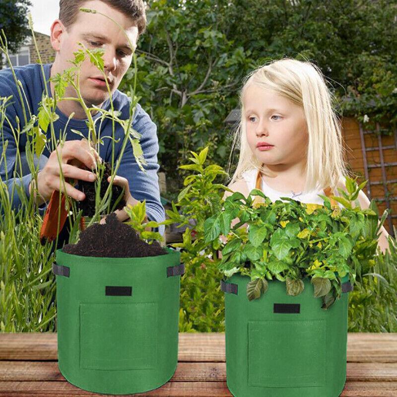 10 Gallon Potato Grow Planter Container Bag Pouch Root Plant Growing Pot Side Window - Brown