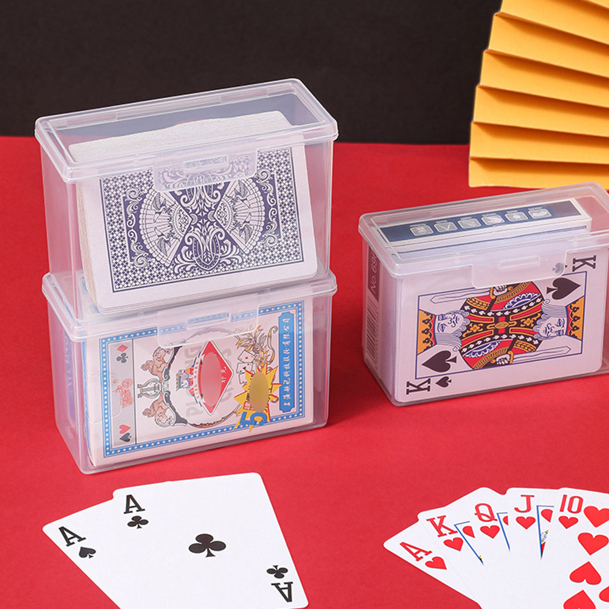 10PCS Card Storage Box Transparent Plastic Holder ID Business Card Organizer - Long And Tall