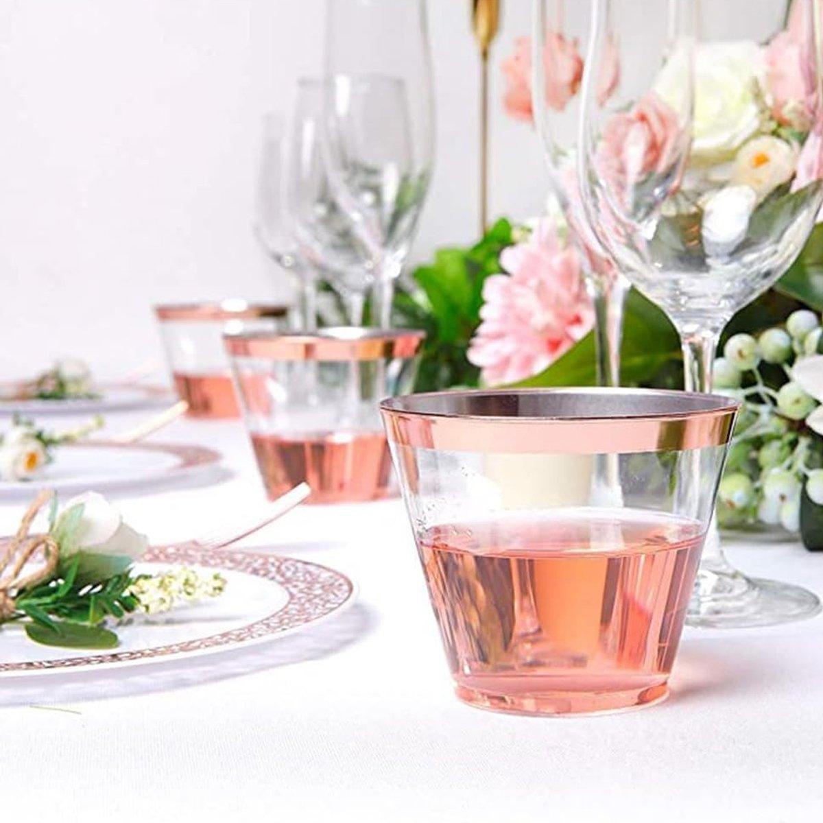 100pcs 9OZ Hot Gold Silver Plastic Wine Cup Western Food Cup Ice Cream - Silver