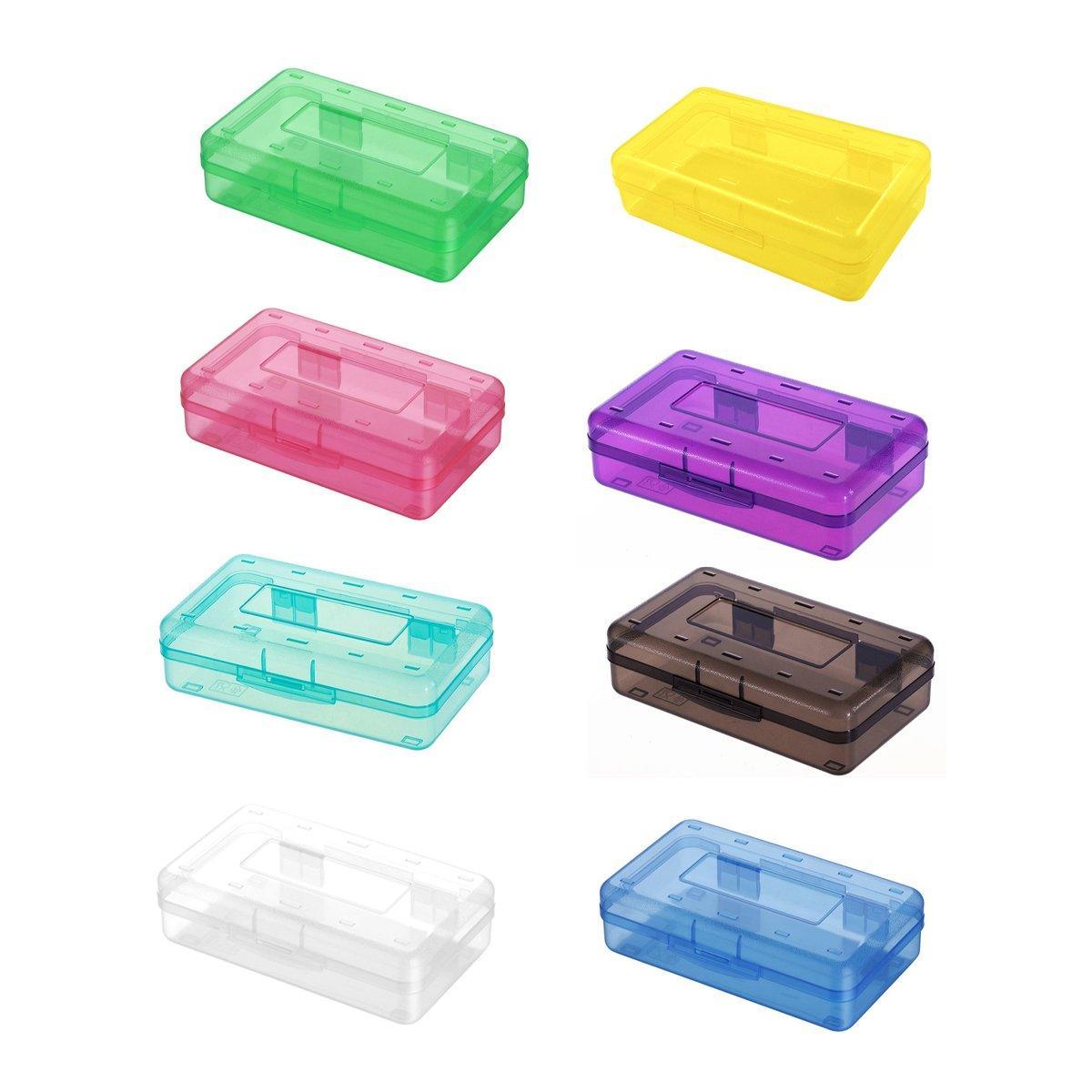 Large Capacity Transparent Plastic Pencil Case Multifunctional Student Art Box - Green
