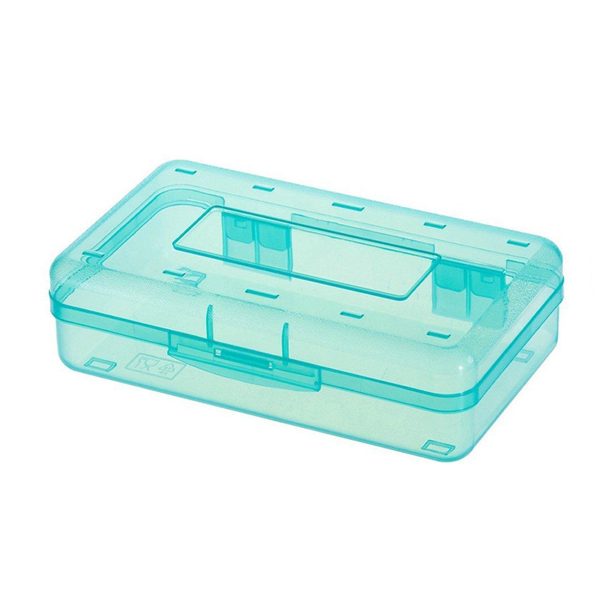 Large Capacity Transparent Plastic Pencil Case Multifunctional Student Art Box - Green