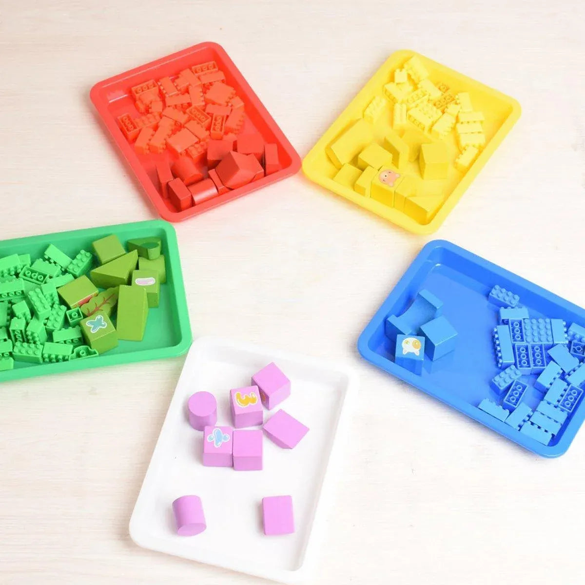 5-Piece Assorted Colour Plastic Tray Set