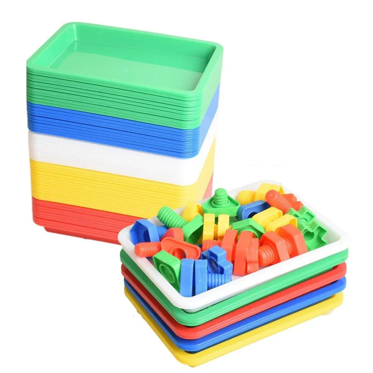 5-Piece Assorted Colour Plastic Tray Set