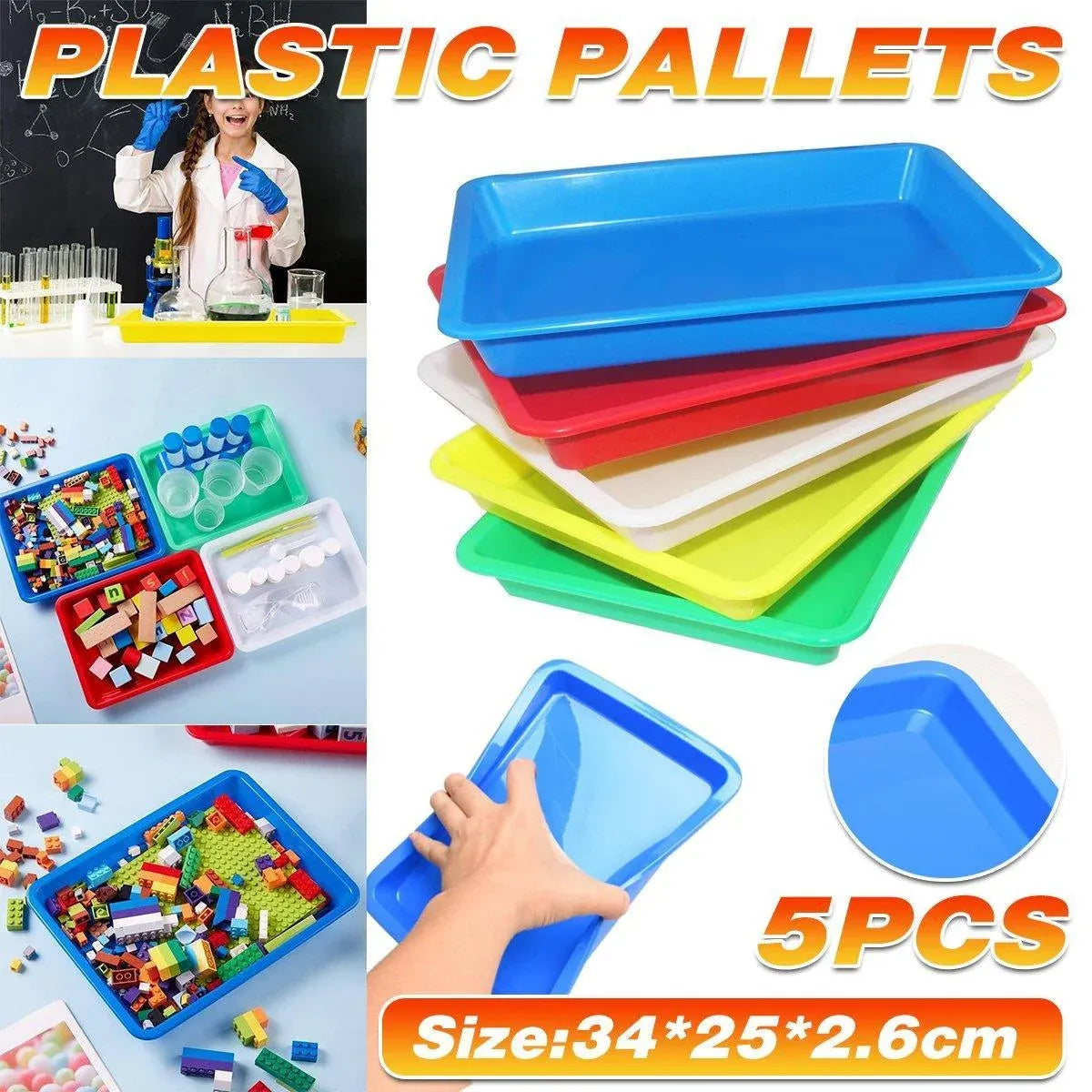 5-Piece Assorted Colour Plastic Tray Set