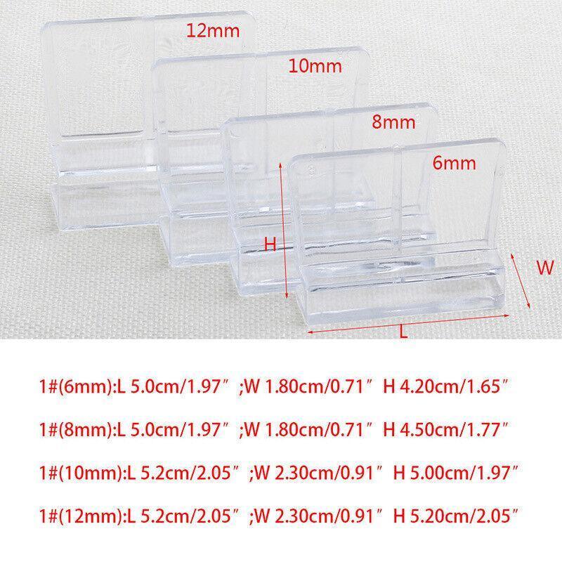 4Pcs Plastic Clips Glass Cover Support Holder Aquarium Fish Tank 6/8/10/12Mm New - 10MM