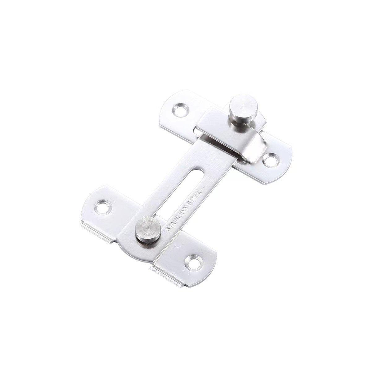 2 Sets 90 Degree Sliding Door Latch Lock Catch Kit for Home Use - Flat-Silver-L