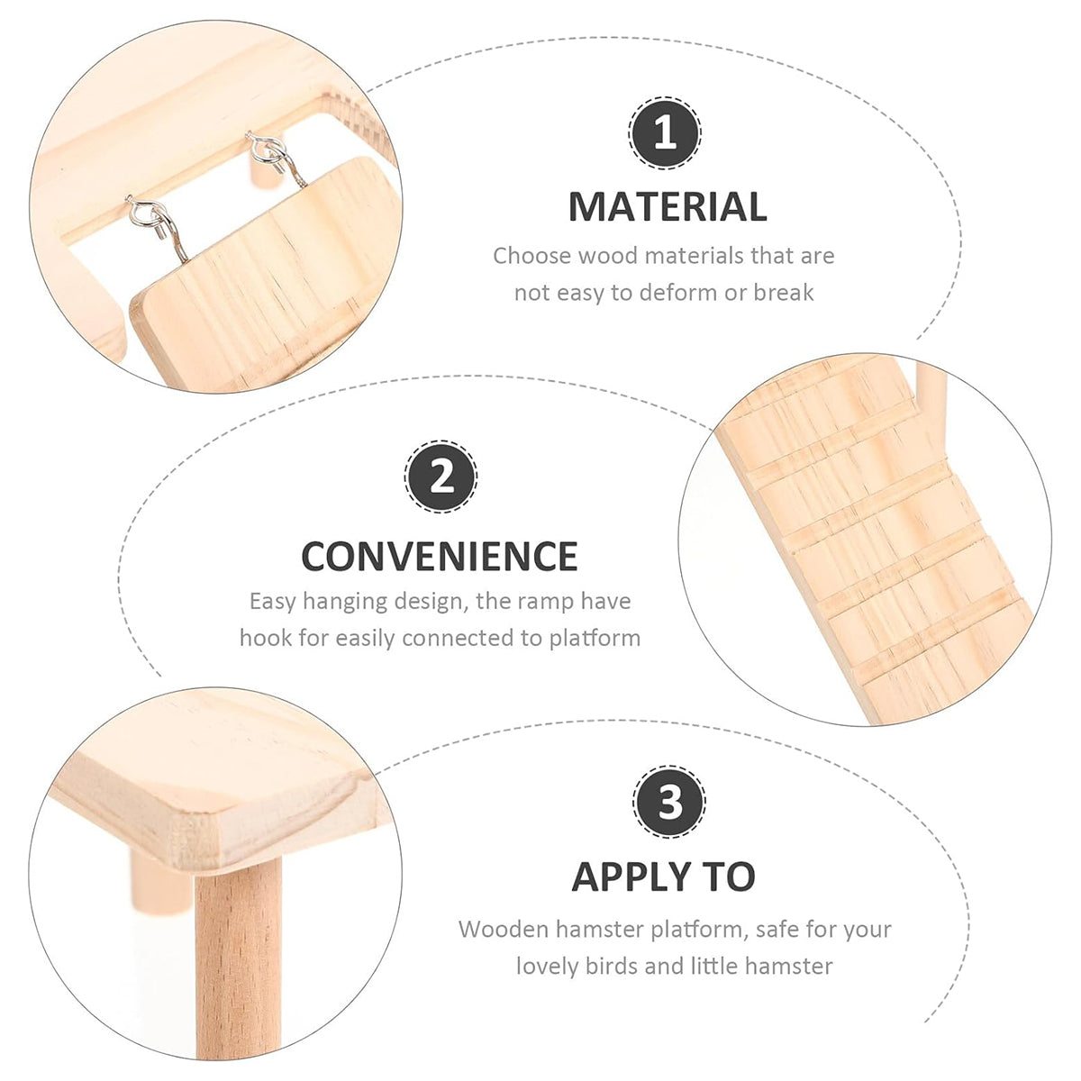 Hamster Wood Stand Platform with Ladder Small Animal Toy Hamster Rat Accessories - L-shape