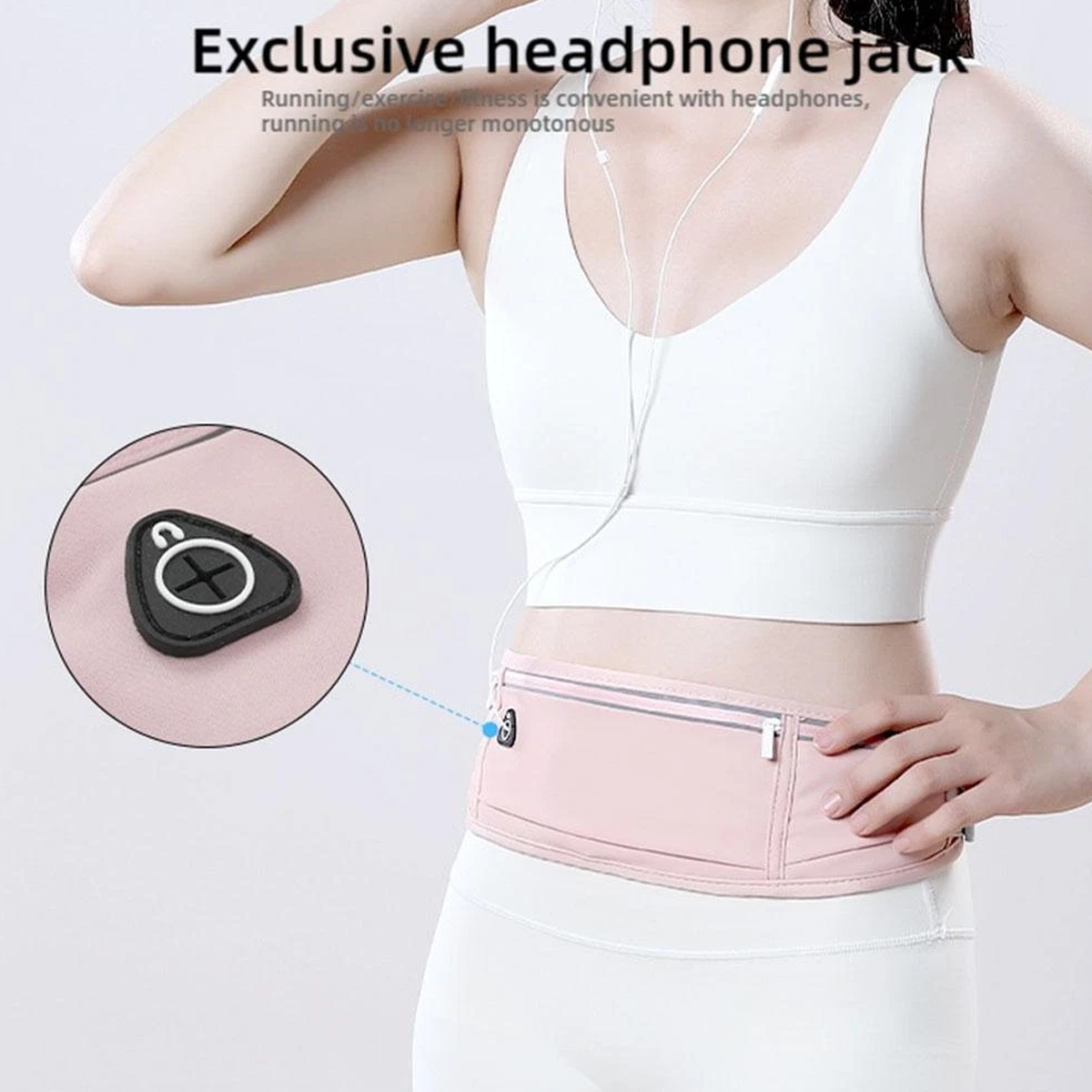 Running Waist Bag Mobile Phone Holder Fitness Sports Small Pouch Adjustable Belt - Dusty Pink