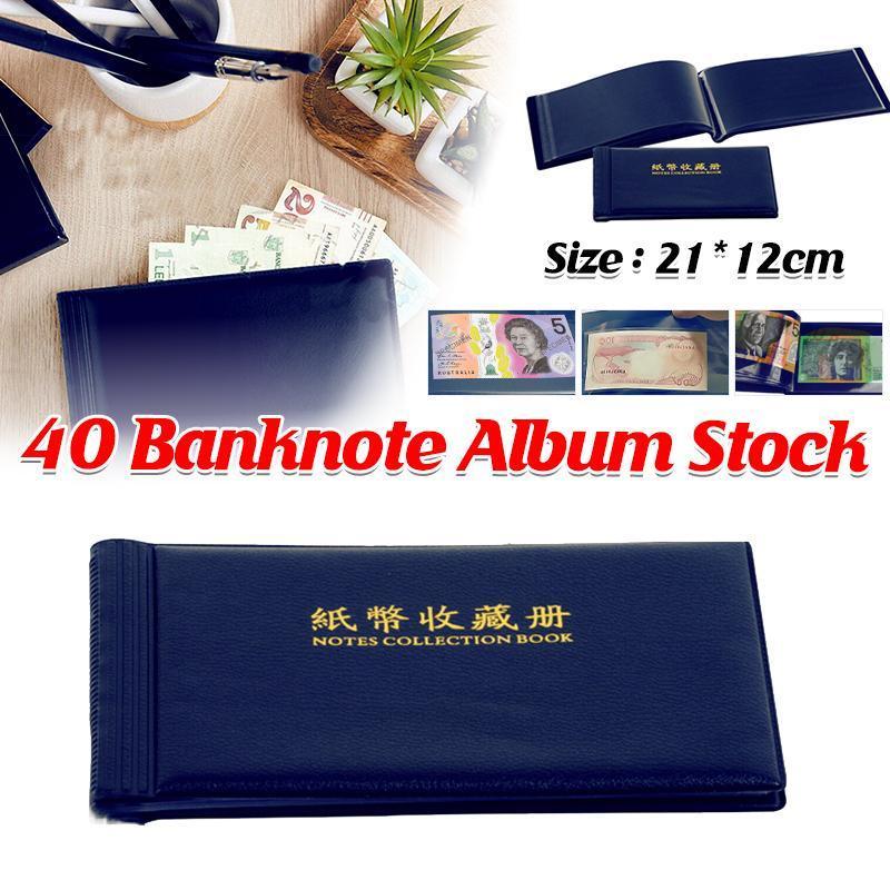 Navy BankNote 40 Pages Album Stock Collection Storage Currency Holder Pocket