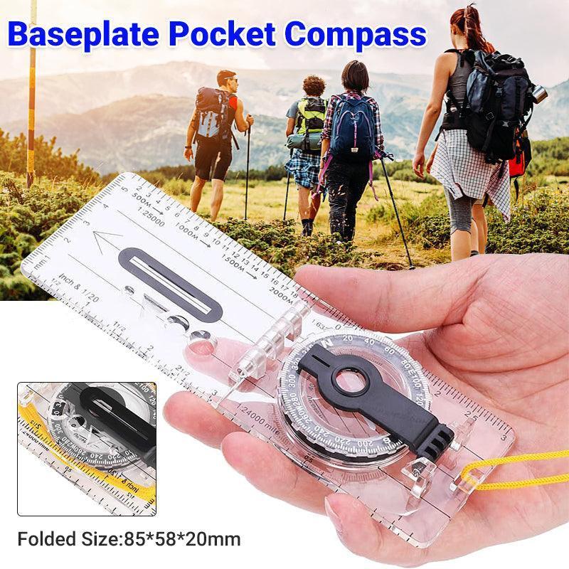 Baseplate Pocket Compass Military Orienteering Hiking Camping Maps Lensatic Army