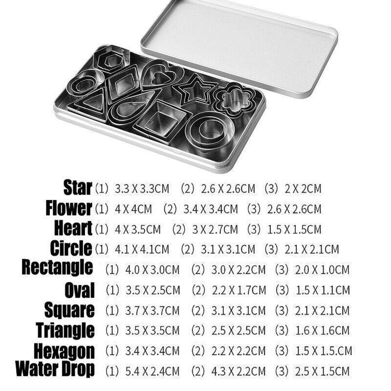 30X Polymer Clay Cutter Stainless Steel Geometry Pottery Tool Cutting Mould Diy