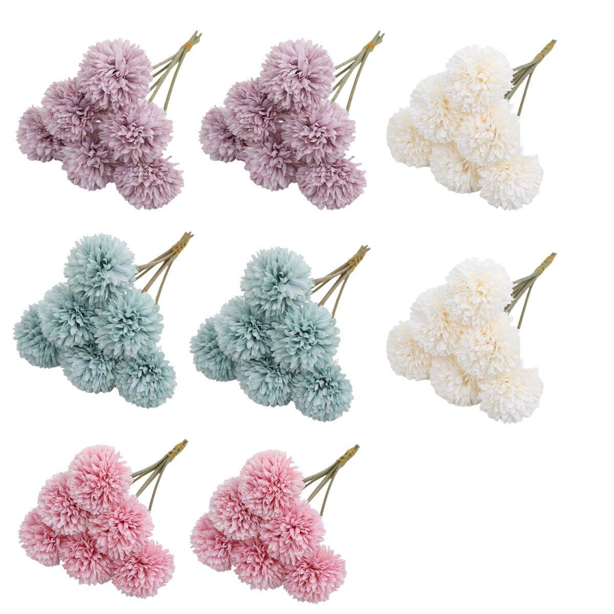 12pcs Artificial Dandelion Fake Flower Simulation Arrangement Desktop Decoration - White