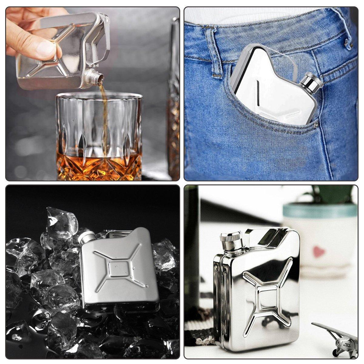 146ml Portable Outdoor Camping Oil Can Thick Stainless Steel Fuel Bottle Flask