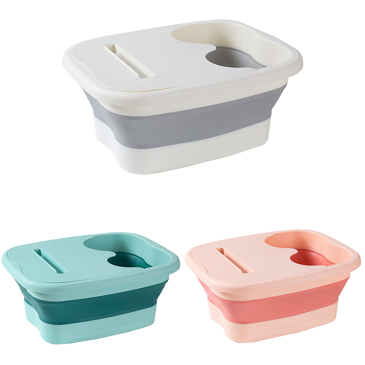 Foldable Foot Tub Portable Large Capacity Foot Basin for Home Bathroom Spa and Travel - Pink