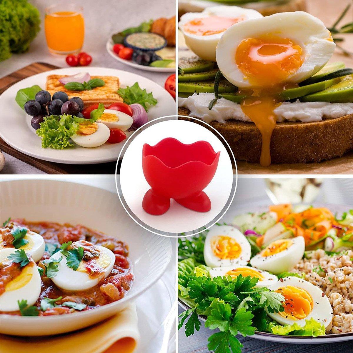 7PCS Breakfast Serving Cups Holders Set Boiled Egg Kitchen Silicone Egg Cup