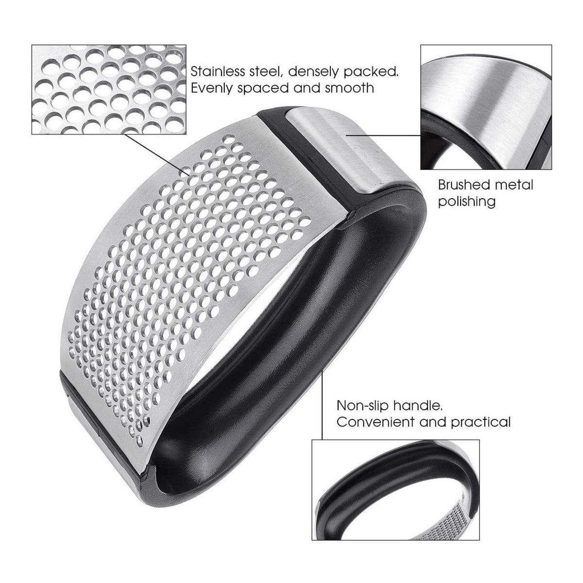 Stainless Steel Garlic Masher Press Crusher Squeezer Masher Kitchen Gadget Au - Black