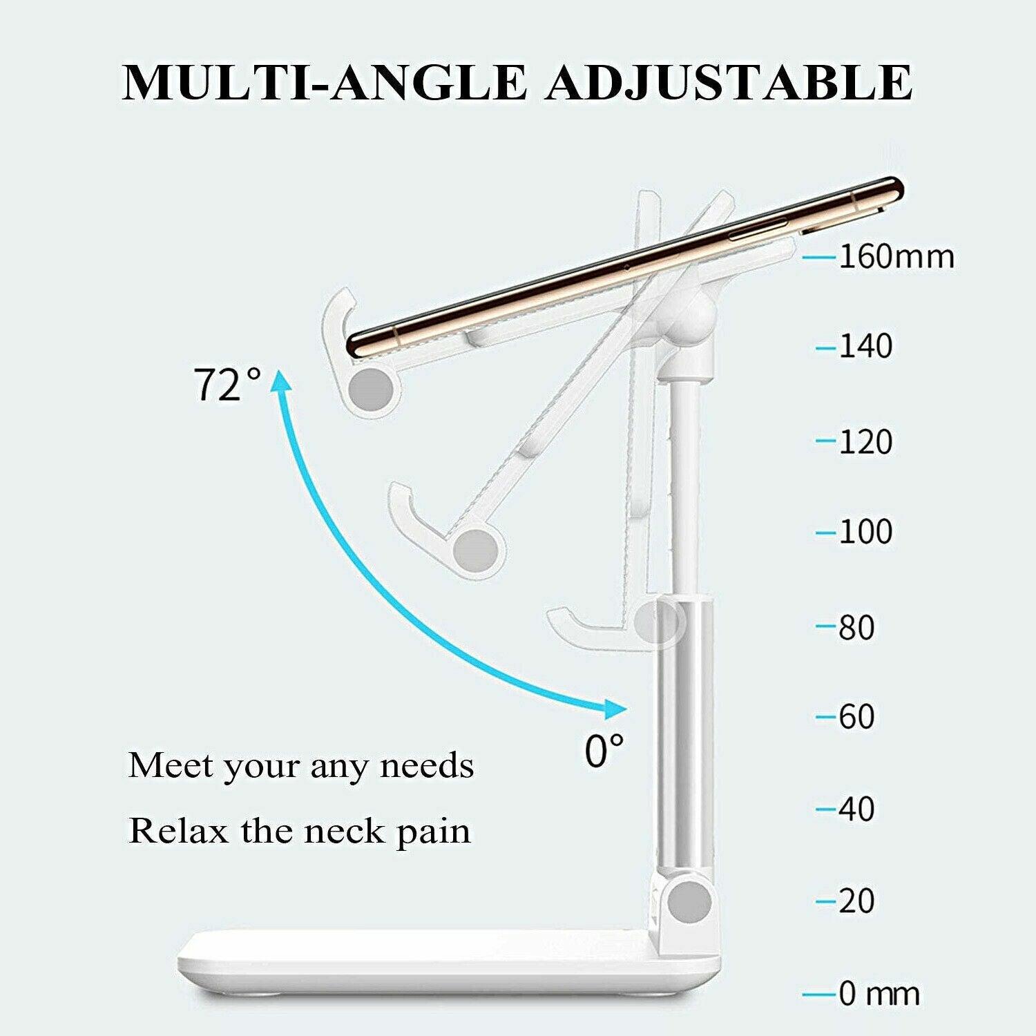 Foldable Adjustable Universal Desk Stand Holder For Mobile Phone Tablet Portable - Pink