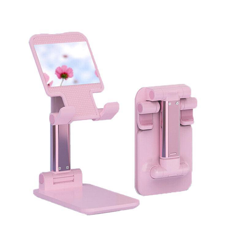 Foldable Adjustable Universal Desk Stand Holder For Mobile Phone Tablet Portable - Pink