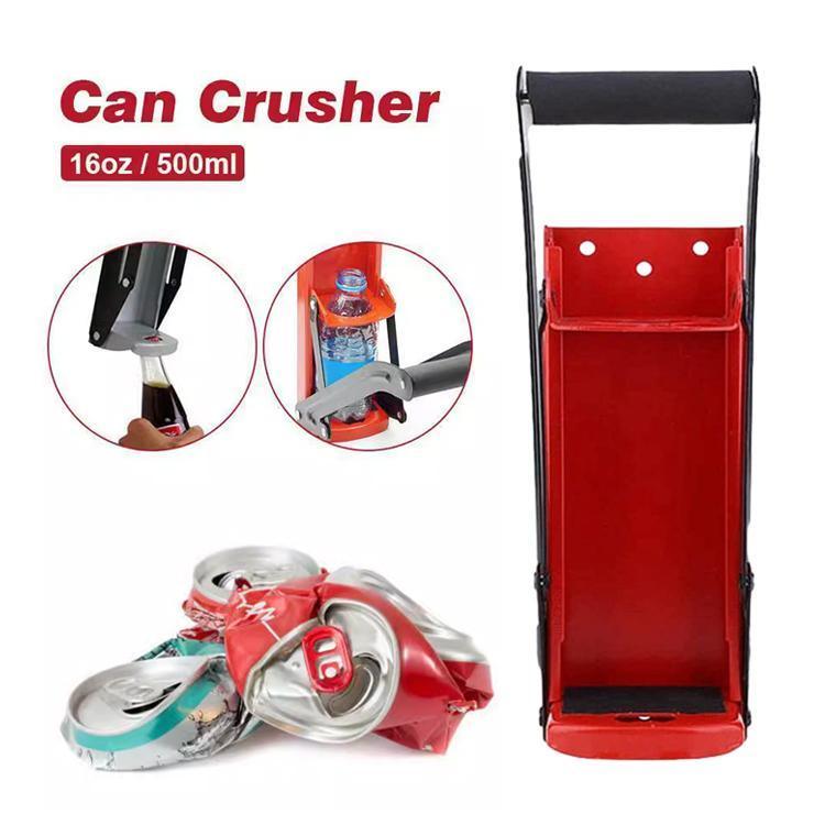Can Crusher 12/16oz Beer Smasher Aluminium Recycling Wall Mount Bottle Opener - Red
