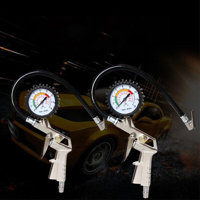 Air Tyre Inflator Pressure Meter Car Truck Tire Pump Hose Gauge Compressor Tools