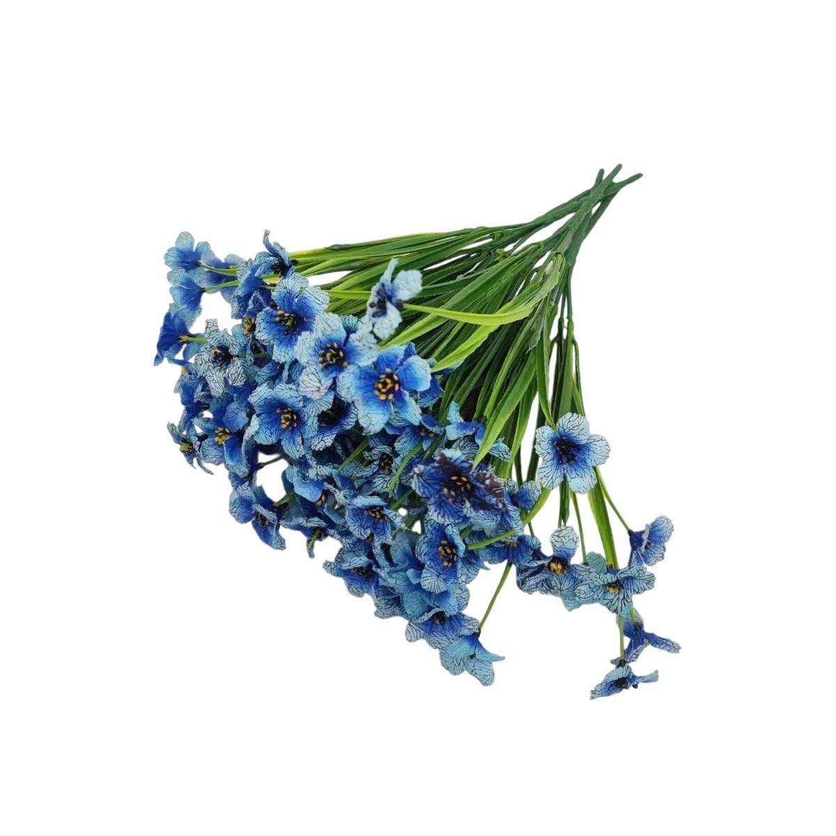 12pcs Artificial Flowers Set for Home Decor Wedding Party Fake Floral Decor - Blue