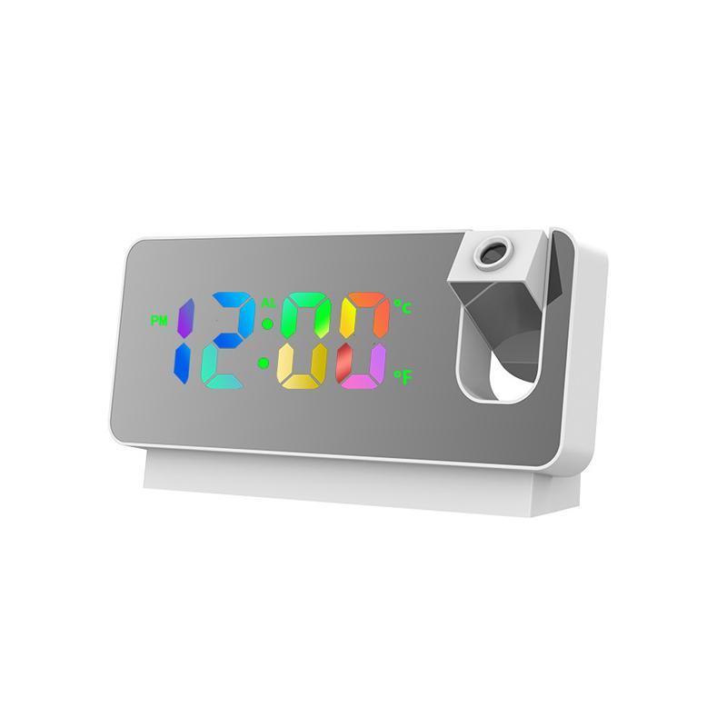 LED Digital Smart Alarm Clock Projection Temperature Time Projector LCD Display - Black