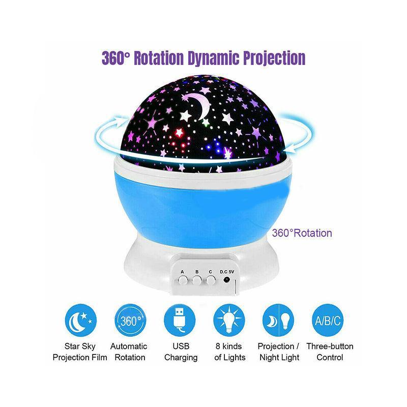LED Night Star Galaxy Projector Rotating Lamp for Bedroom Ambience and Gift Use - Blue