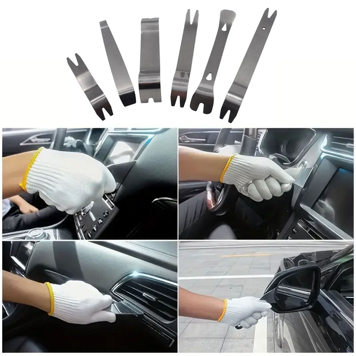 6pcs Pry Bar Tool Set Metal Dismantling Plate Fastener Remover For Car Repair