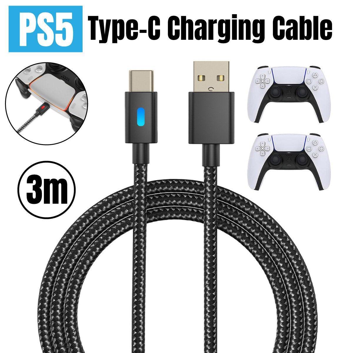 For PS5 Controller 3M USB Type-C Braided Fast Charging Cable for PS5 NS PRO