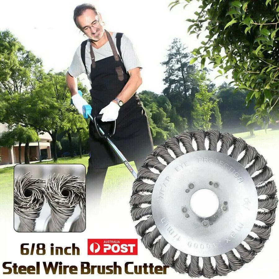 6/8inch Weed Brush Steel Wire Trimmer Wheel Garden Lawnmower Head Tool Grass Cutter - 8''