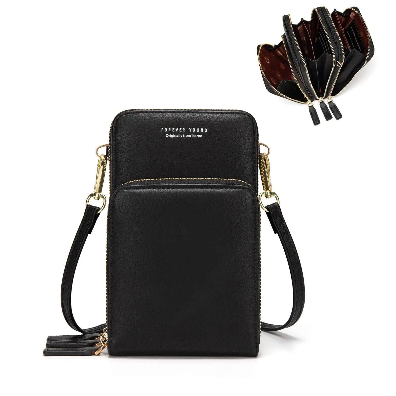 Women Crossbody Phone Purse Touch Screen Bag Rfid Blocking Wallet Shoulder Strap - Dark Blue