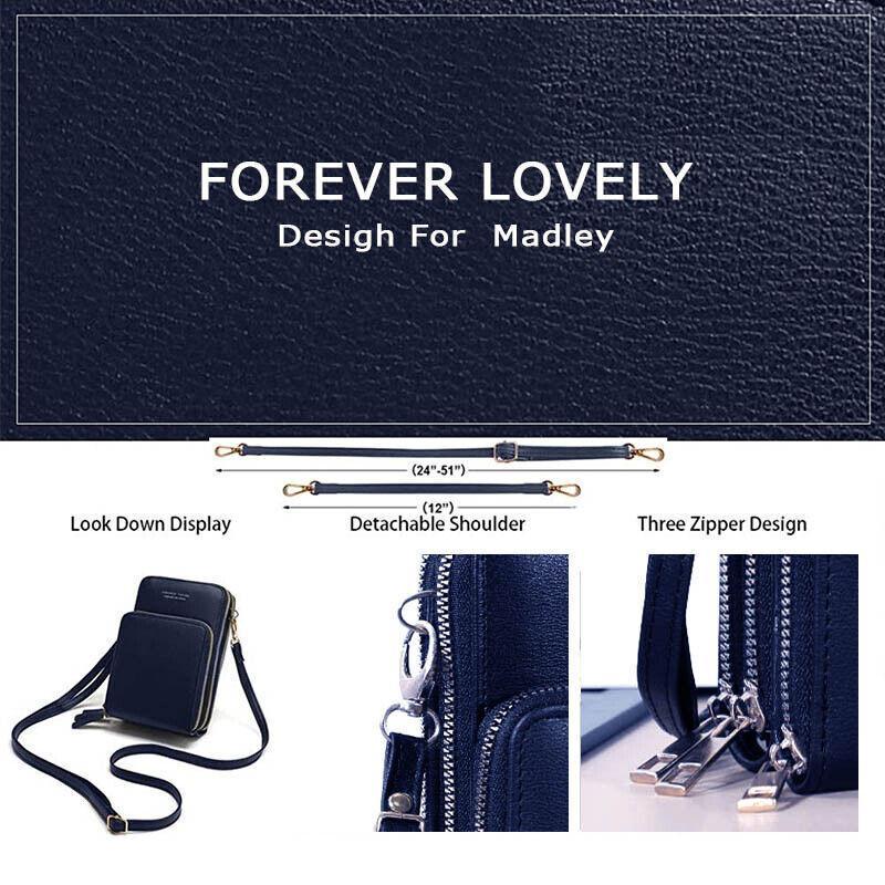 Women Crossbody Phone Purse Touch Screen Bag Rfid Blocking Wallet Shoulder Strap - Blue