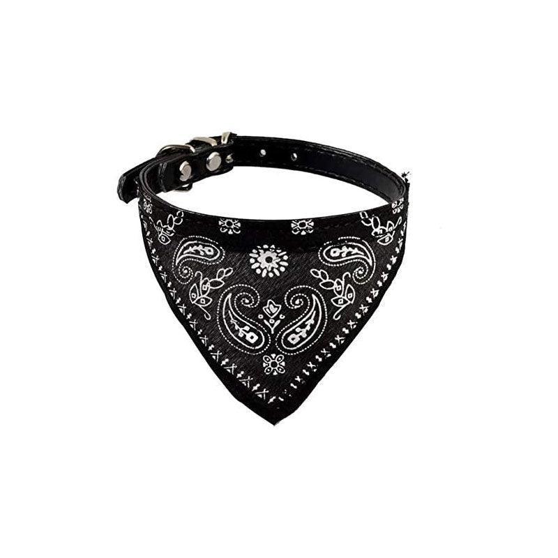 Adjustable Bandana Collar with Bell for Small Dogs and Cats Triangle Scarf Style - Blue