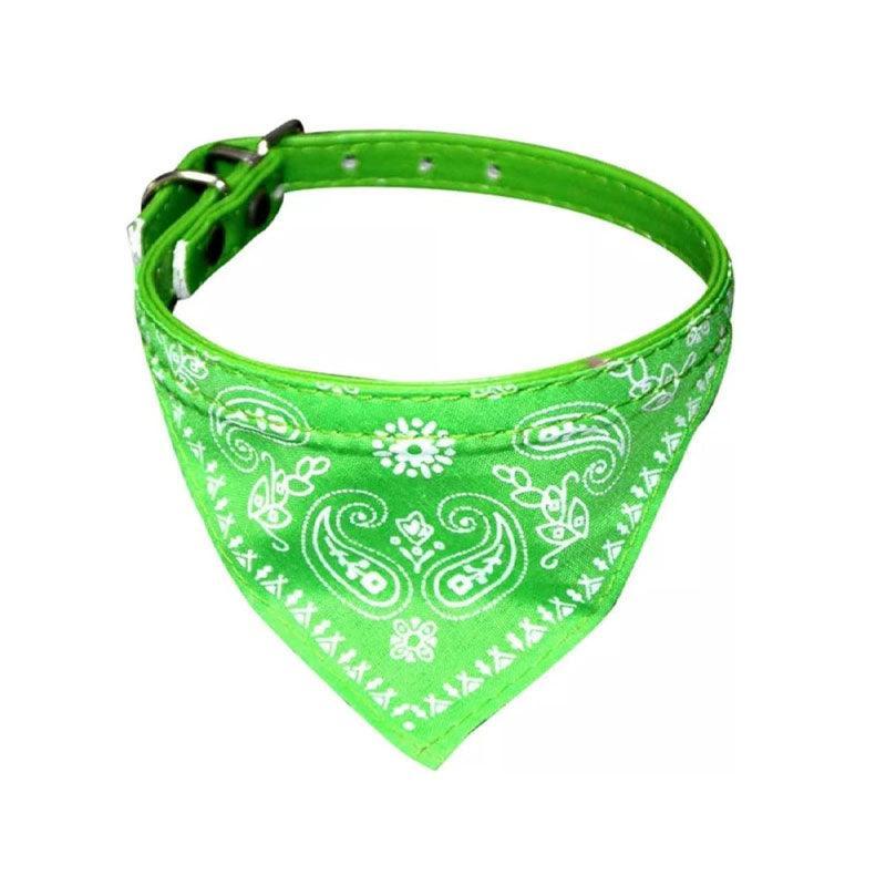 Adjustable Bandana Collar with Bell for Small Dogs and Cats Triangle Scarf Style - Rose Red