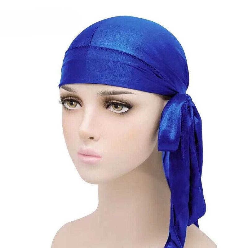 Velvet Durag Silky Hat Cap Men Women Premium Designer Doo Rag Wave Silk Headwear - Purple