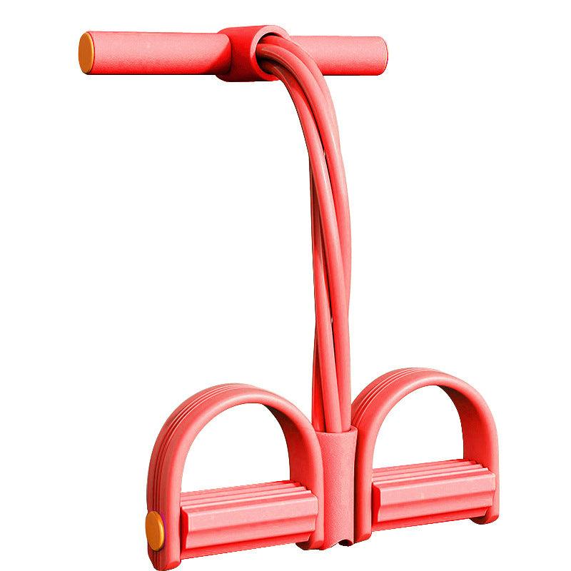 Multi-Function Exercise Tension Rope Foot Pedal Resistance Fitness Pull Bands - Pink