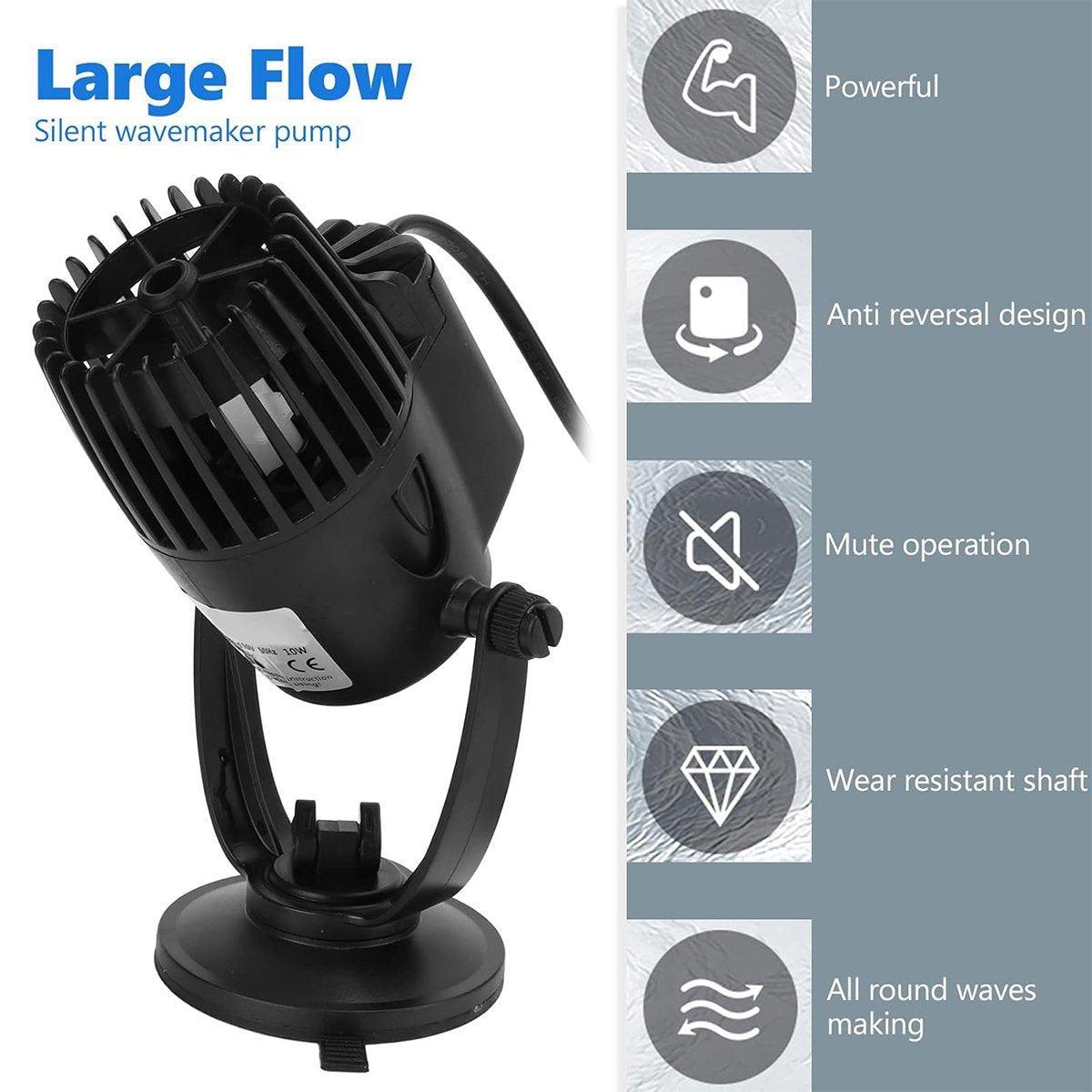 Aquarium Wave Maker Fish Tank Water Circulation Pump Powerhead with Suction Cup - 800M 25W