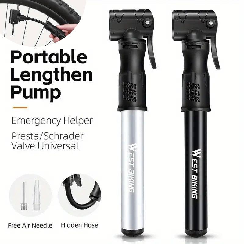 Portable Bicycle Pump Mini Inflatable Tube Pump Tire Inflator for Bike Cycling - Black