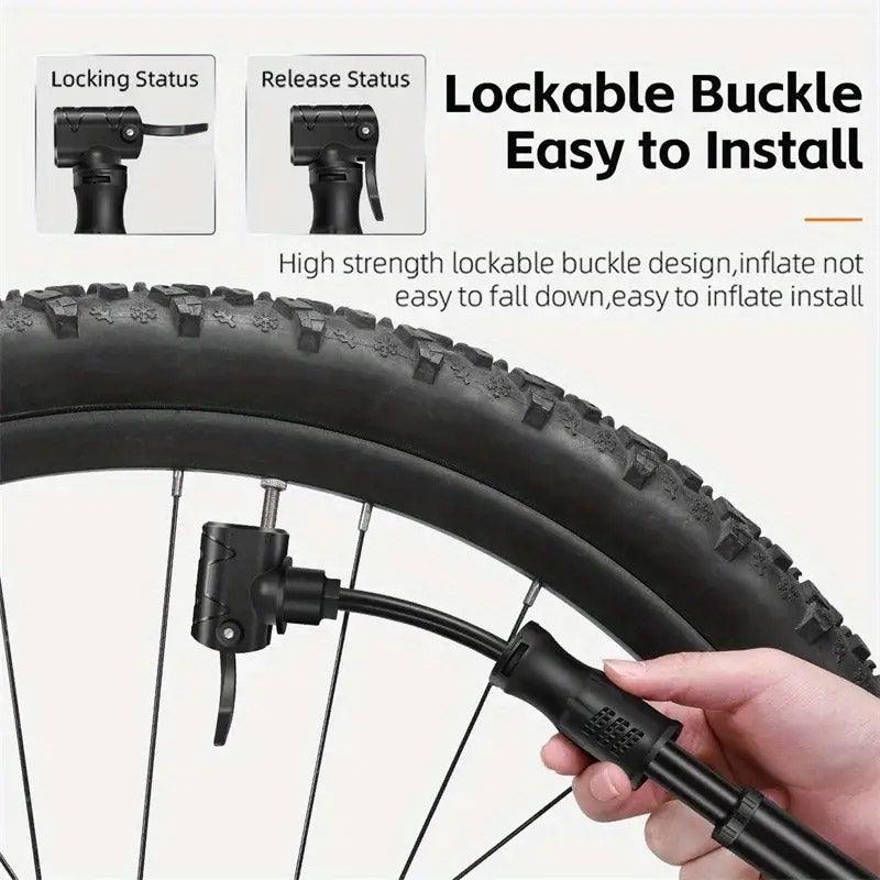 Portable Bicycle Pump Mini Inflatable Tube Pump Tire Inflator for Bike Cycling - Silver