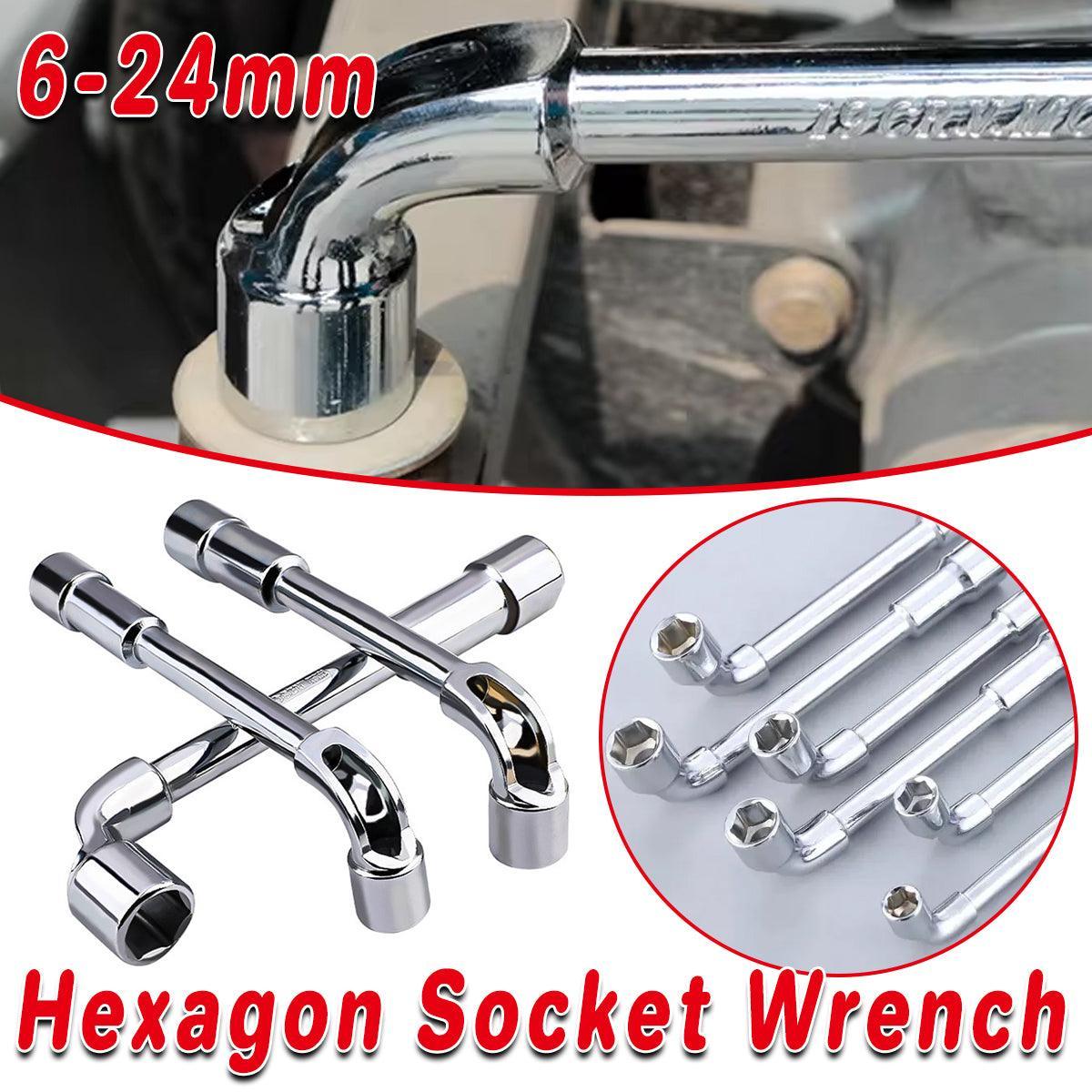 6-23mm L Shaped Socket Wrench Elbow Multi Size Hardware Repair Tool Set - 15mm