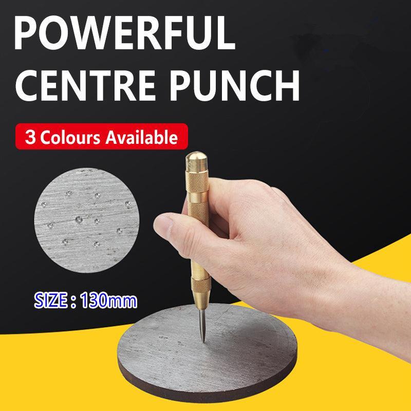 125Mm Heavy Duty Automatic Centre Punch- Brass &amp; Spring Loaded - Yellow